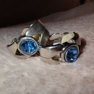 Elegant Silver and Blue Women's Clip-on Earrings